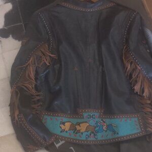 Double D ranch beaded buffalo leather jacket size 2x New $1498.00